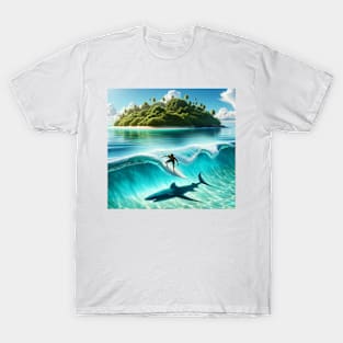 beach surfing big wave surfing T-Shirt